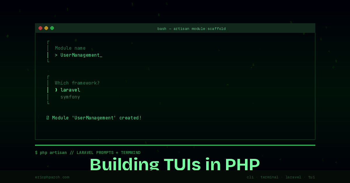 Preview image for Building Beautiful TUIs in PHP with Laravel Prompts and Termwind